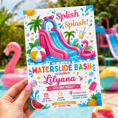 Editable Pool Birthday Invitation Canva Template, Girls Pool Cute Modern Fun Themed DIY Sweet Chic Party Invite, Printable Digital Download.