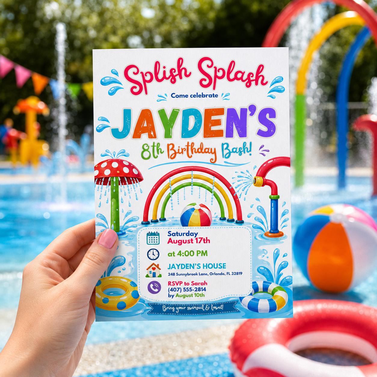 Editable Pool Party Invitation Canva Template, Summer Cute Modern Fun DIY Sweet Chic Kids Teen Tween Adult Party Printable Digital Download.