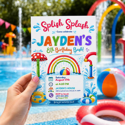 Editable Pool Party Invitation Canva Template, Summer Cute Modern Fun DIY Sweet Chic Kids Teen Tween Adult Party Printable Digital Download.