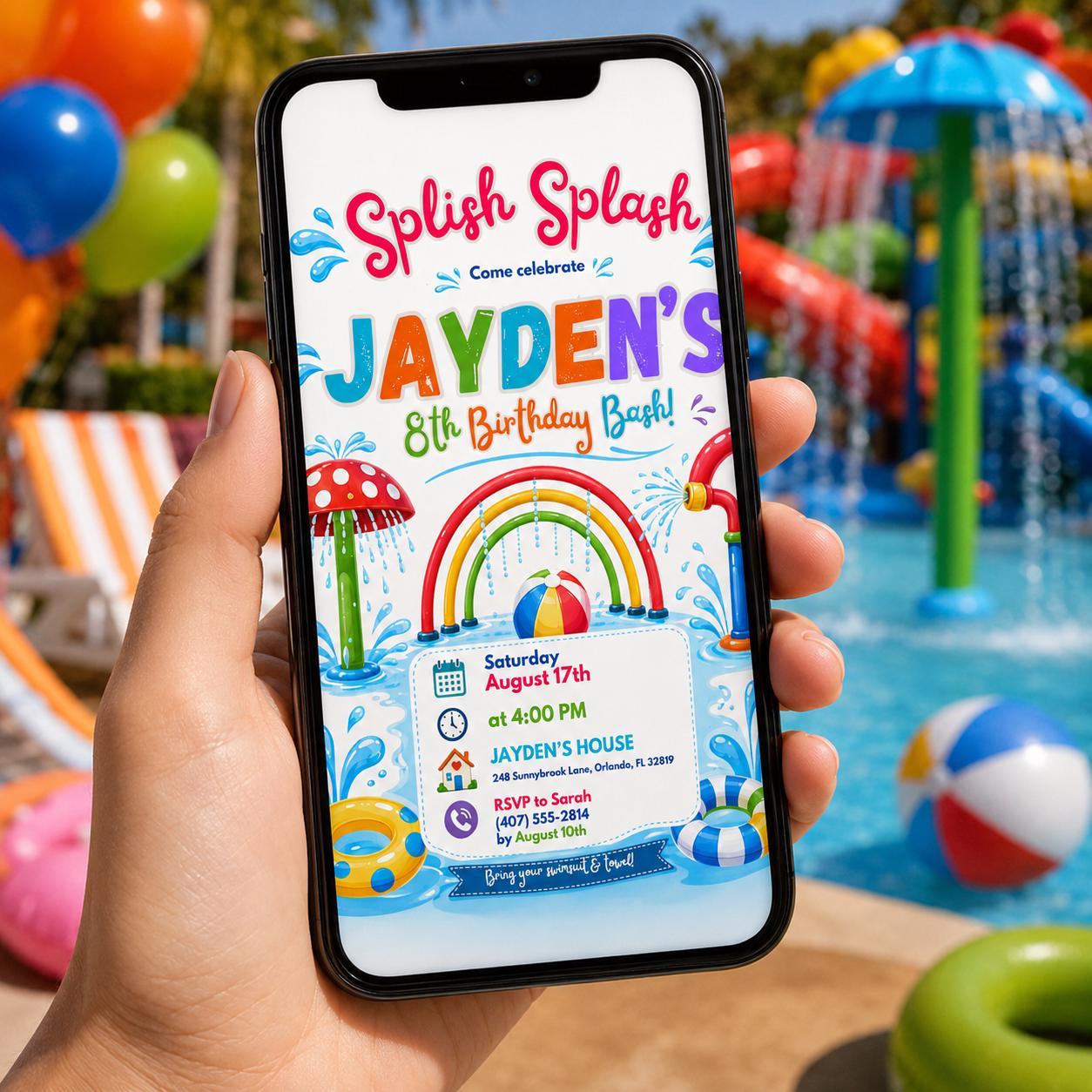 Editable Pool Party Invitation Canva Template, Summer Cute Modern Fun DIY Sweet Chic Kids Teen Tween Adult Party Printable Digital Download.