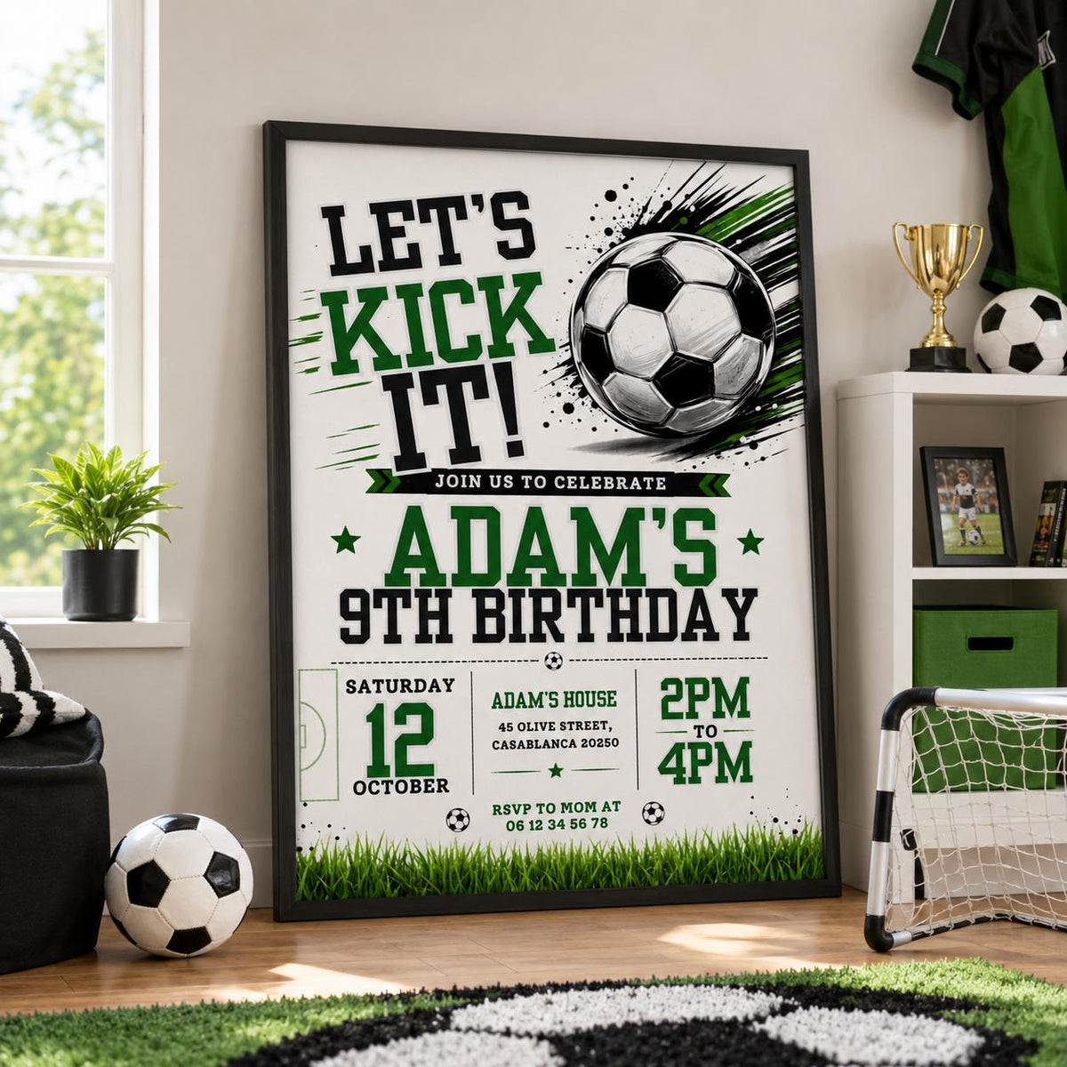 Editable Football Birthday Invitation Canva Template, Boys Kids Cute Fun DIY Sweet Chic Teen Tween Party Invite, Printable Digital Download.