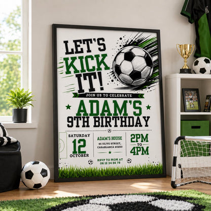 Editable Football Birthday Invitation Canva Template, Boys Kids Cute Fun DIY Sweet Chic Teen Tween Party Invite, Printable Digital Download.