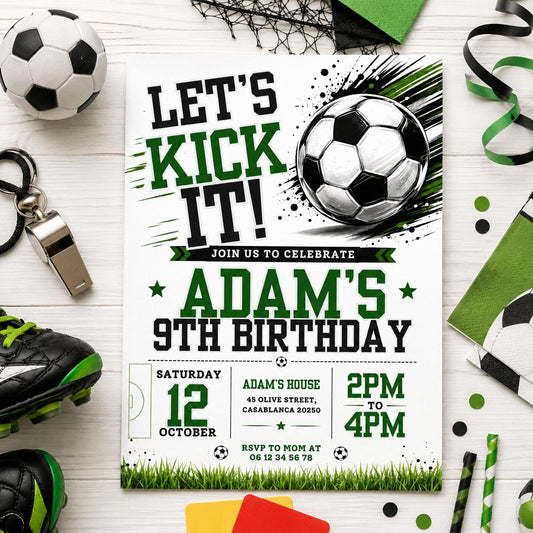 Editable Football Birthday Invitation Canva Template, Boys Kids Cute Fun DIY Sweet Chic Teen Tween Party Invite, Printable Digital Download.