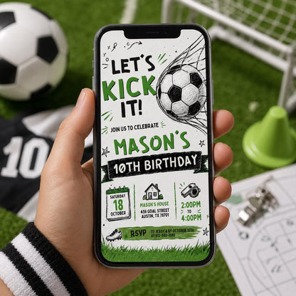 Editable Football Birthday Invitation Canva Template, Boys Kids Sport Cute Fun DIY Sweet Chic Teen Party Invite, Printable Digital Download.