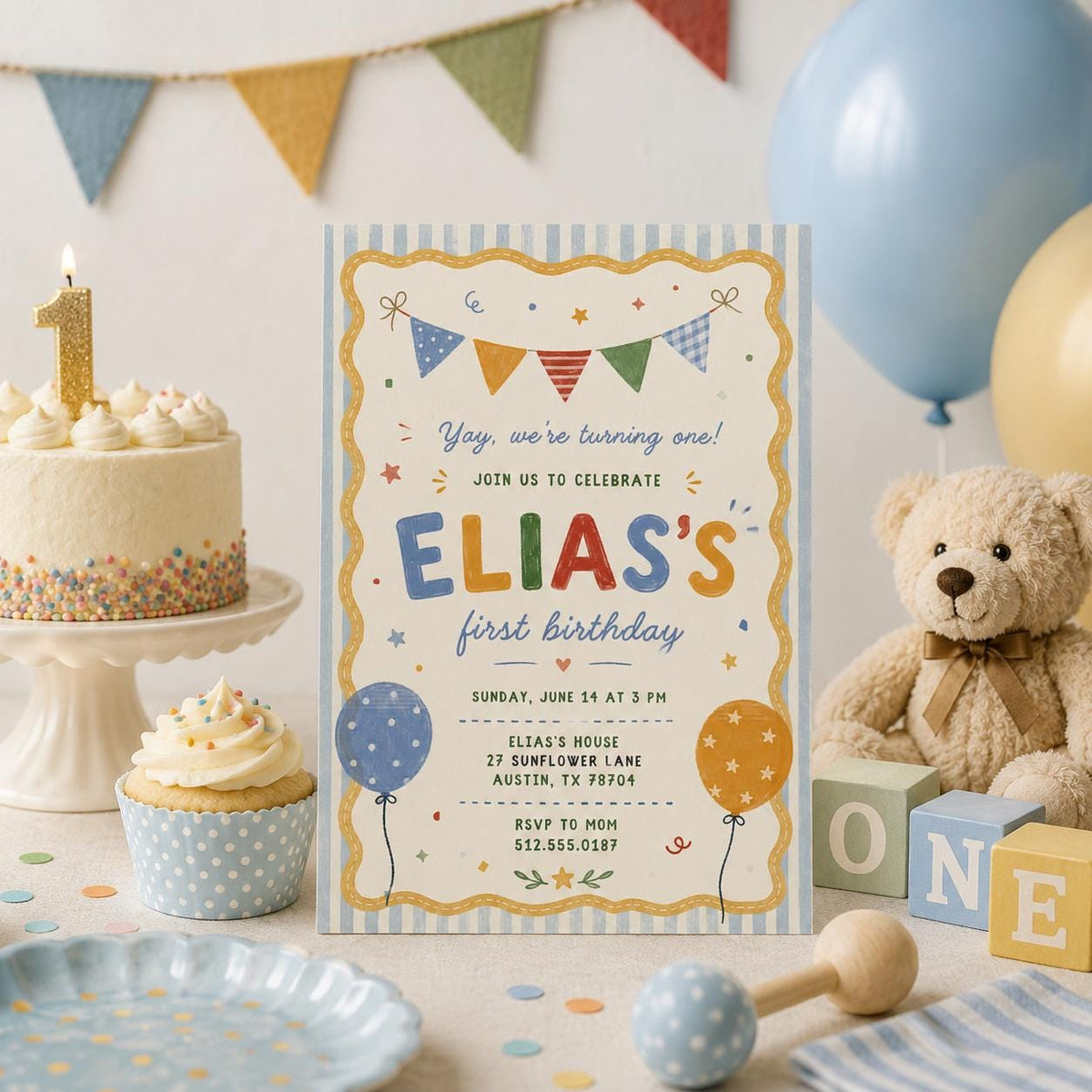 Editable It Fun to Be Birthday Invitation Canva Template, Boys Kids Cute Modern Fun DIY Sweet Chic Party Invite, Printable Digital Download.
