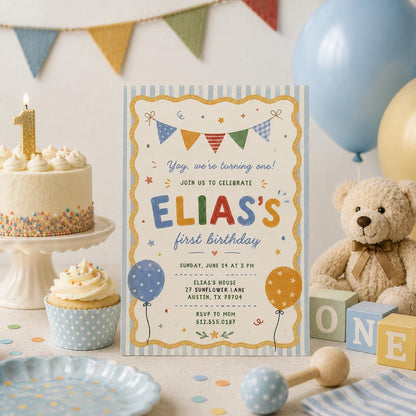 Editable It Fun to Be Birthday Invitation Canva Template, Boys Kids Cute Modern Fun DIY Sweet Chic Party Invite, Printable Digital Download.