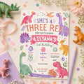Editable Dinosaur Birthday Invitation Canva Template, Pink Pastel Cute Dino Fun DIY Chic Kids Teen Party Invite, Printable Digital Download.
