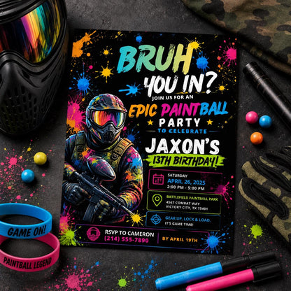 Editable Art Paint Birthday Invitation Canva Template, Boys Teens Cute Modern Fun Themed DIY Sweet Party Invite, Printable Digital Download.
