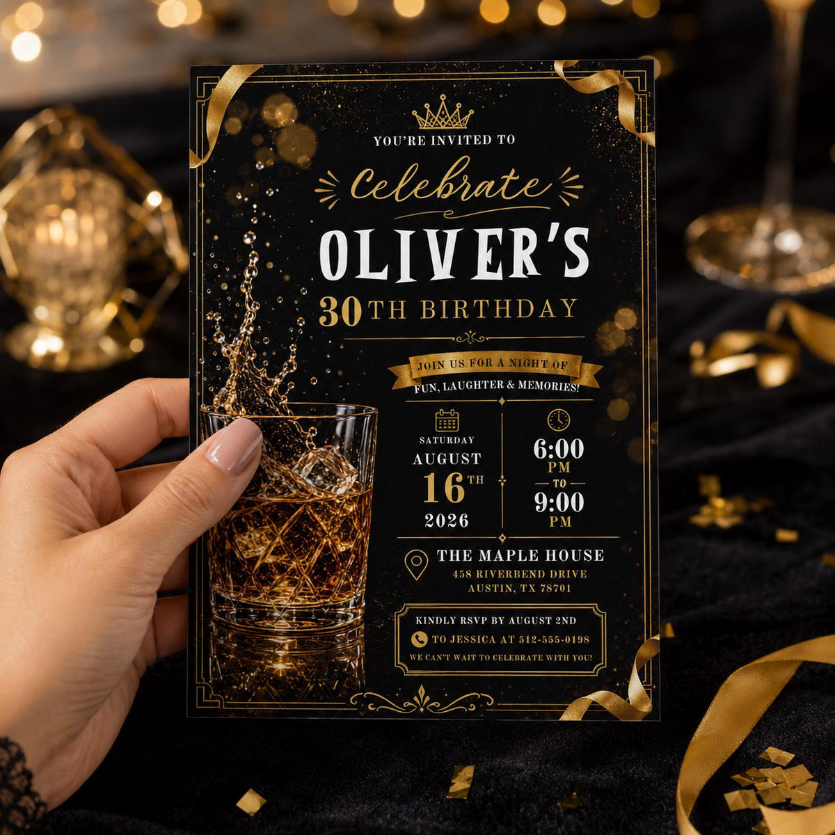 Editable Neon Glow Birthday Invitation Canva Template, Gold Black Boys Neon Cute Fun DIY Chic Kids Party Invite, Printable Digital Download.