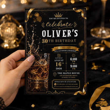Editable Neon Glow Birthday Invitation Canva Template, Gold Black Boys Neon Cute Fun DIY Chic Kids Party Invite, Printable Digital Download.
