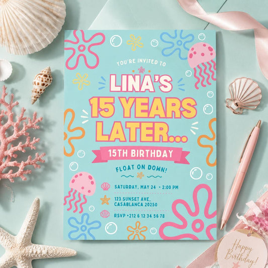 Editable Sponge Under the Sea Birthday Invitation Canva Template, Cute Modern Fun Themed DIY Sweet Party Invite, Printable Digital Download.