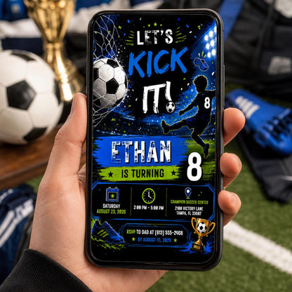 Editable Football Birthday Invitation Canva Template, Boys Kids Cute Fun DIY Sweet Chic Teen Tween Party Invite, Printable Digital Download.
