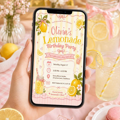 Editable Lemonade Graduation Sign Canva Template, Pink Girls Summer Cute Modern Fun Themed DIY Chic Kids Teen Printable Digital Party Decor.