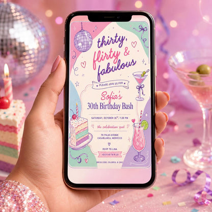 Editable Modern Cocktail Party Invitation Canva Template, Girls Adult Cute Modern Fun Themed DIY Sweet Chic Kids Printable Digital Download.