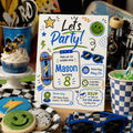 Editable Lets Birthday Invitation Canva Template, Blue Green Boys Kids Any Age Cute Modern Fun DIY Party Invite, Printable Digital Download.