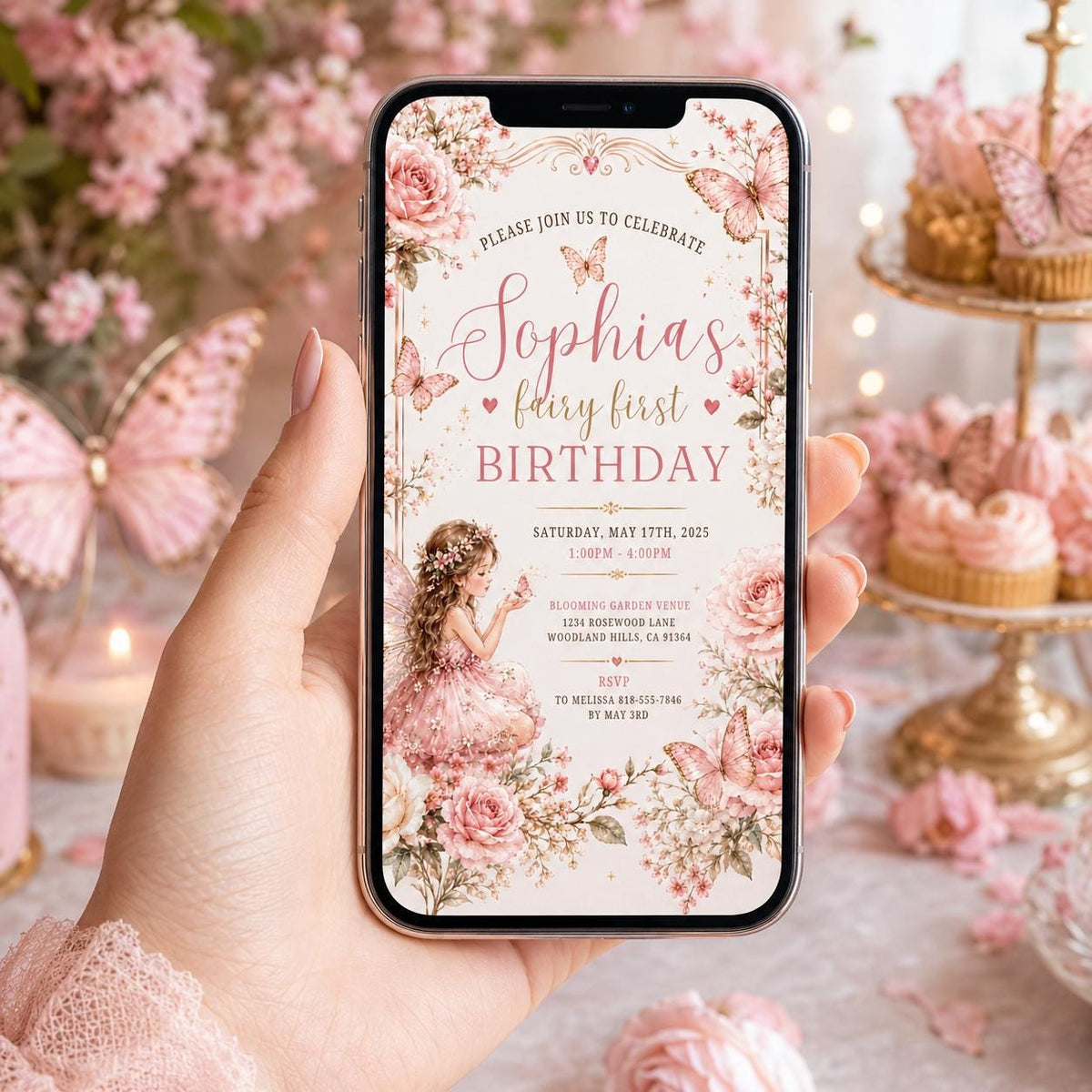 Editable Garden Birthday Invitation Canva Template, Cute Floral Girls Kids Fun DIY Sweet Chic Teen Party Invite, Printable Digital Download.