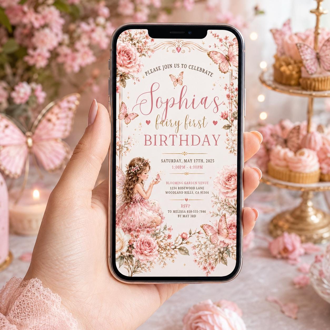Editable Garden Birthday Invitation Canva Template, Cute Floral Girls Kids Fun DIY Sweet Chic Teen Party Invite, Printable Digital Download.