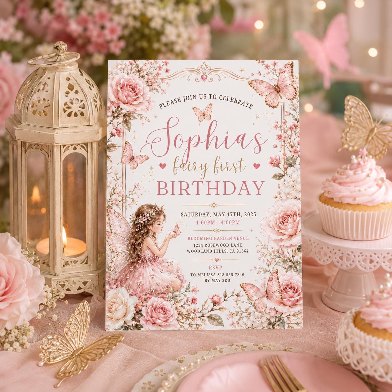 Editable Garden Birthday Invitation Canva Template, Cute Floral Girls Kids Fun DIY Sweet Chic Teen Party Invite, Printable Digital Download.