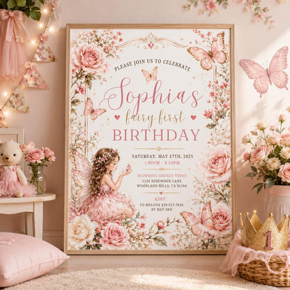 Editable Garden Birthday Invitation Canva Template, Cute Floral Girls Kids Fun DIY Sweet Chic Teen Party Invite, Printable Digital Download.