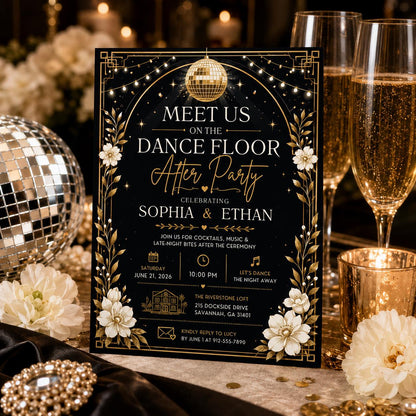Editable Elegant After Party Invitation Canva Template, Luxury Adult Cute Modern Fun Themed Custom DIY Chic Kids Printable Digital Download.
