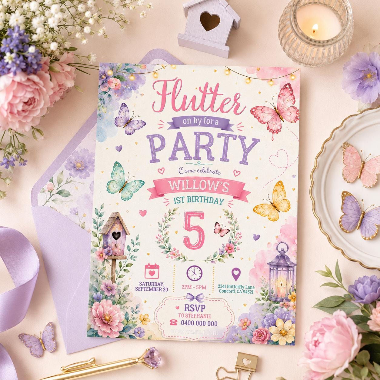 Editable Rainbow Birthday Invitation Canva Template, Kids Cute Fun DIY Sweet Chic Teen Tween Adult Party Invite, Printable Digital Download.