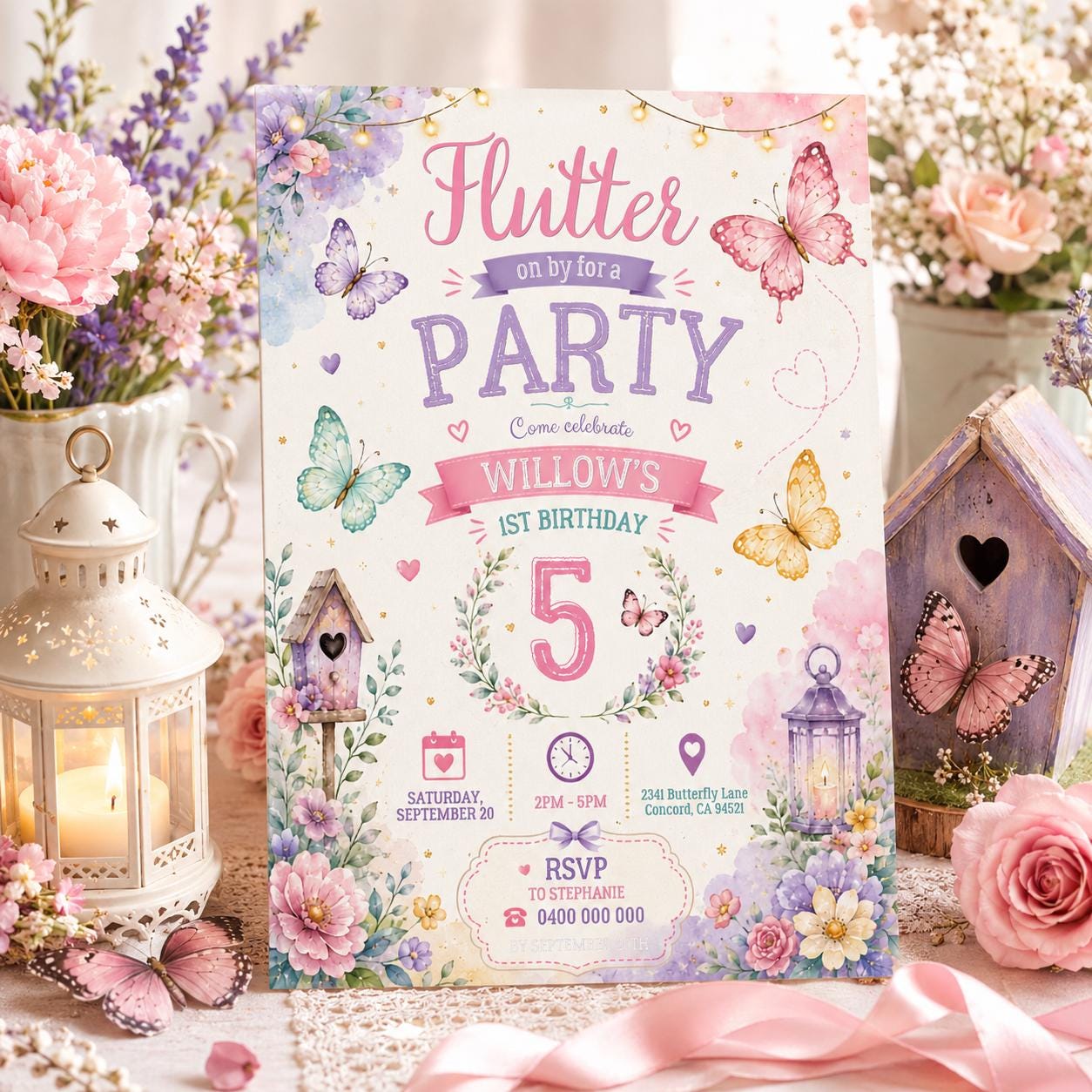 Editable Rainbow Birthday Invitation Canva Template, Kids Cute Fun DIY Sweet Chic Teen Tween Adult Party Invite, Printable Digital Download.