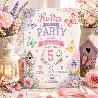 Editable Rainbow Birthday Invitation Canva Template, Kids Cute Fun DIY Sweet Chic Teen Tween Adult Party Invite, Printable Digital Download.