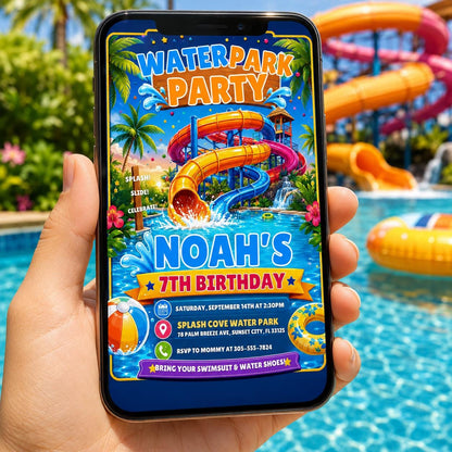 Editable Pool Birthday Invitation Canva Template, Pool Cute Modern Fun Themed Custom DIY Chic Kids Party Invite, Printable Digital Download.