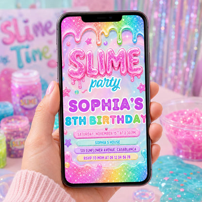 Editable Neon Glow Birthday Invitation Canva Template, Pink Girls Neon Cute Fun DIY Chic Kids Teen Party Invite, Printable Digital Download.