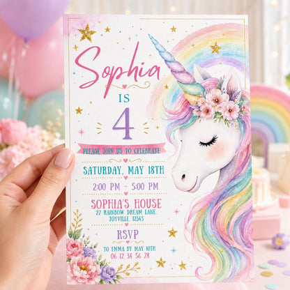 Editable Princess Birthday Invitation Canva Template, Pastel Girls Cute Modern Fun Themed DIY Chic Party Invite, Printable Digital Download.