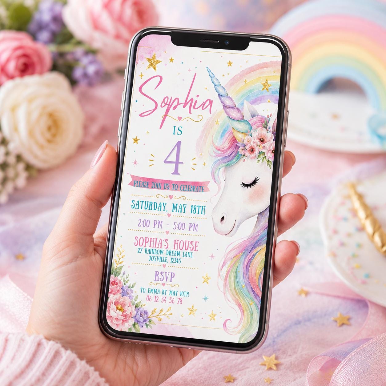 Editable Princess Birthday Invitation Canva Template, Pastel Girls Cute Modern Fun Themed DIY Chic Party Invite, Printable Digital Download.