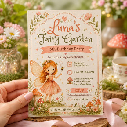 Editable Fairy Garden Birthday Favor Canva Template, Floral Girls Kids Fairy Cute Modern Fun Themed DIY Sweet Printable Digital Party Favor.