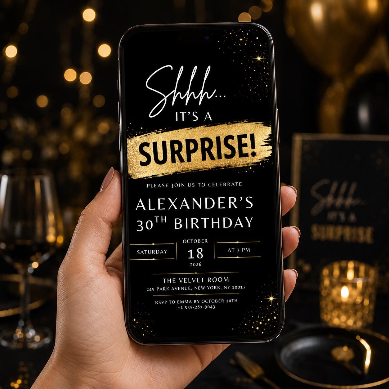 Editable Surprise 30th Birthday Invitation Canva Template, Adult Cute Fun DIY Sweet Chic Kids Teen Party Invite, Printable Digital Download.