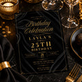 Editable Black Gold Birthday Invitation Canva Template, Modern Luxury Boys Cute Fun DIY Sweet Chic Party Invite, Printable Digital Download.