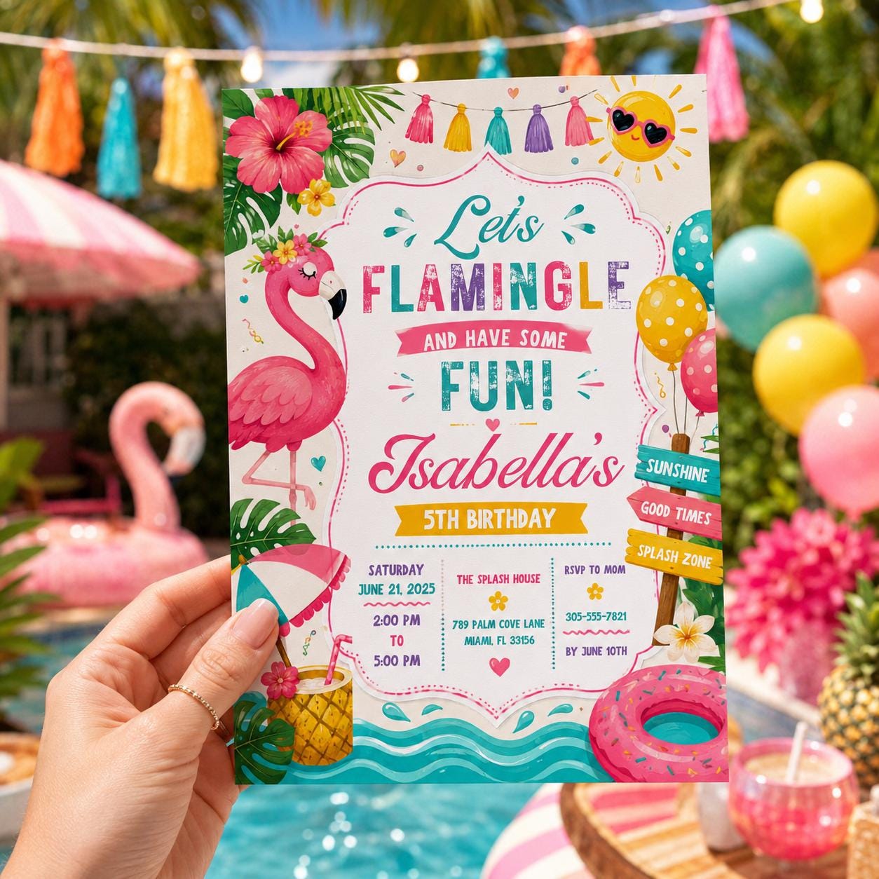 Editable Coastal Birthday Invitation Canva Template, Blue Girls Teens Beach Cute Fun DIY Chic Kids Party Invite, Printable Digital Download.