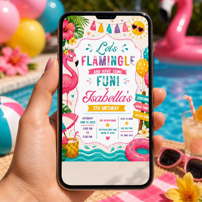Editable Coastal Birthday Invitation Canva Template, Blue Girls Teens Beach Cute Fun DIY Chic Kids Party Invite, Printable Digital Download.