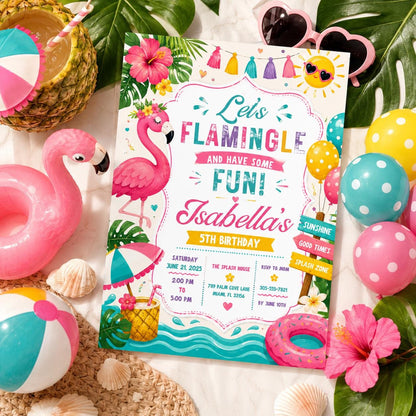 Editable Coastal Birthday Invitation Canva Template, Blue Girls Teens Beach Cute Fun DIY Chic Kids Party Invite, Printable Digital Download.