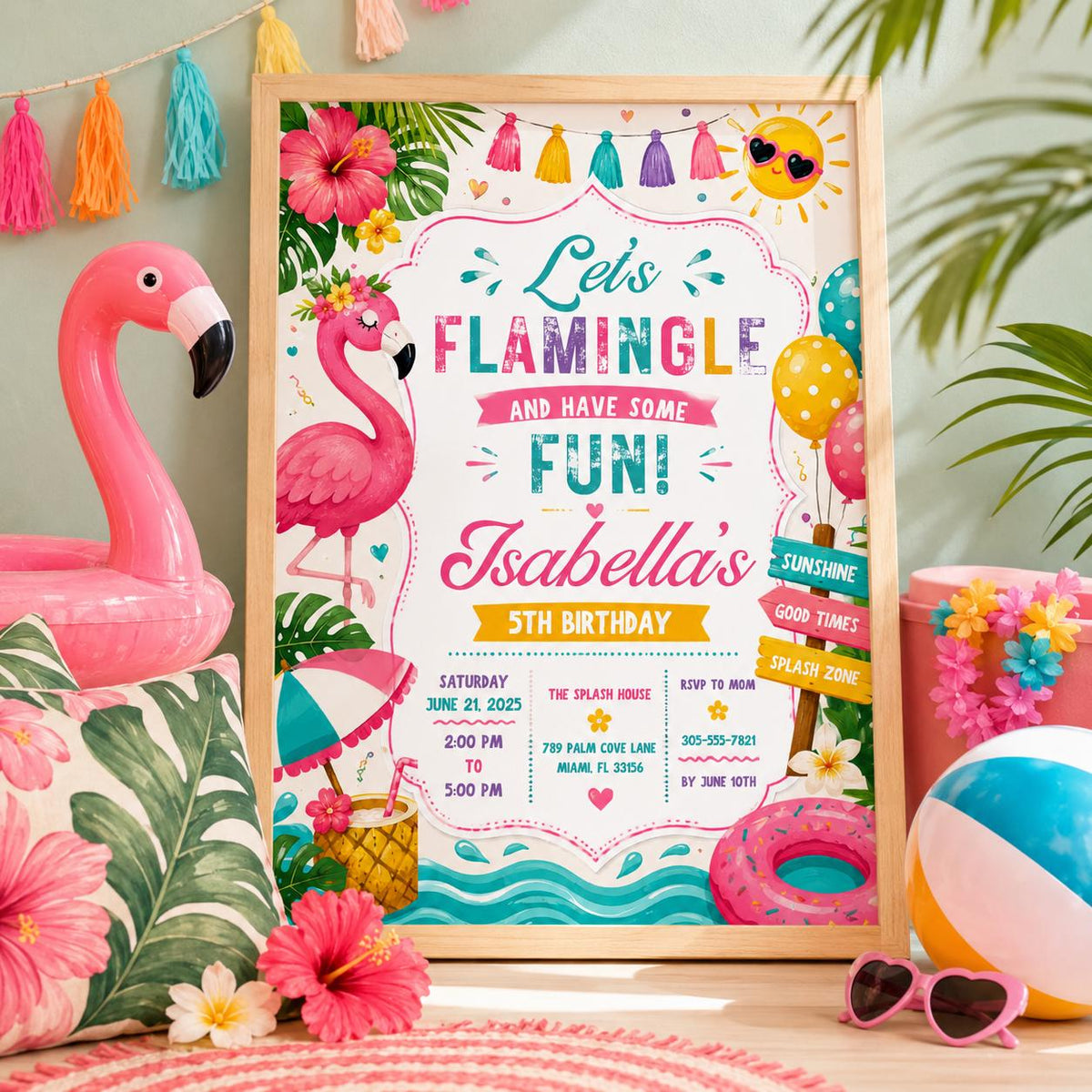 Editable Coastal Birthday Invitation Canva Template, Blue Girls Teens Beach Cute Fun DIY Chic Kids Party Invite, Printable Digital Download.