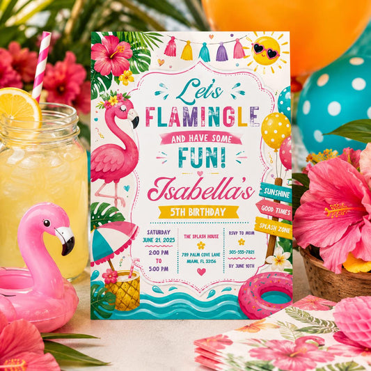 Editable Coastal Birthday Invitation Canva Template, Blue Girls Teens Beach Cute Fun DIY Chic Kids Party Invite, Printable Digital Download.