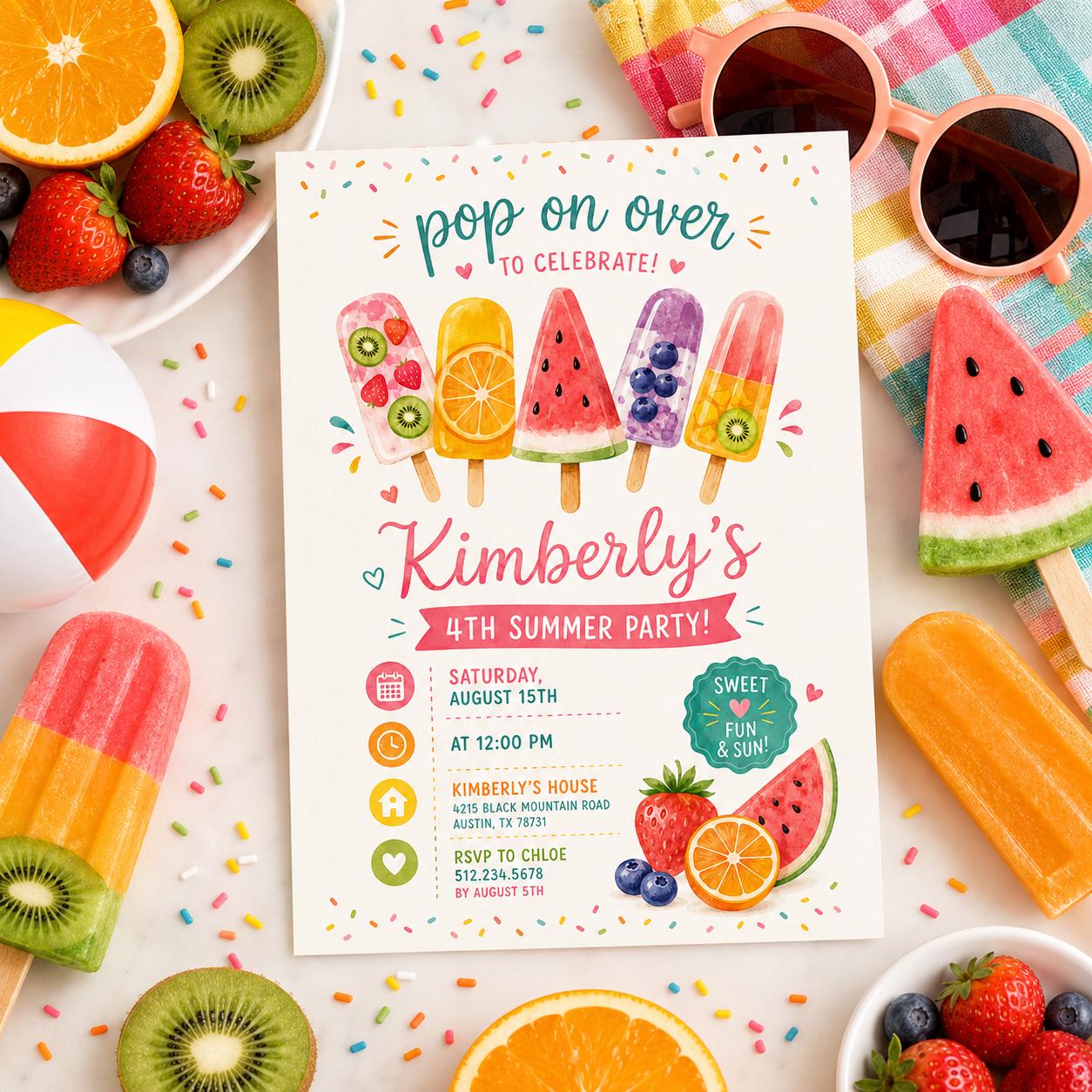 Editable Pool Birthday Invitation Canva Template, Cream Pool Cute Modern Fun Themed DIY Sweet Chic Party Invite, Printable Digital Download.
