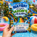 Editable Pool Birthday Invitation Canva Template, Pool Cute Modern Fun Themed Custom DIY Chic Kids Party Invite, Printable Digital Download.