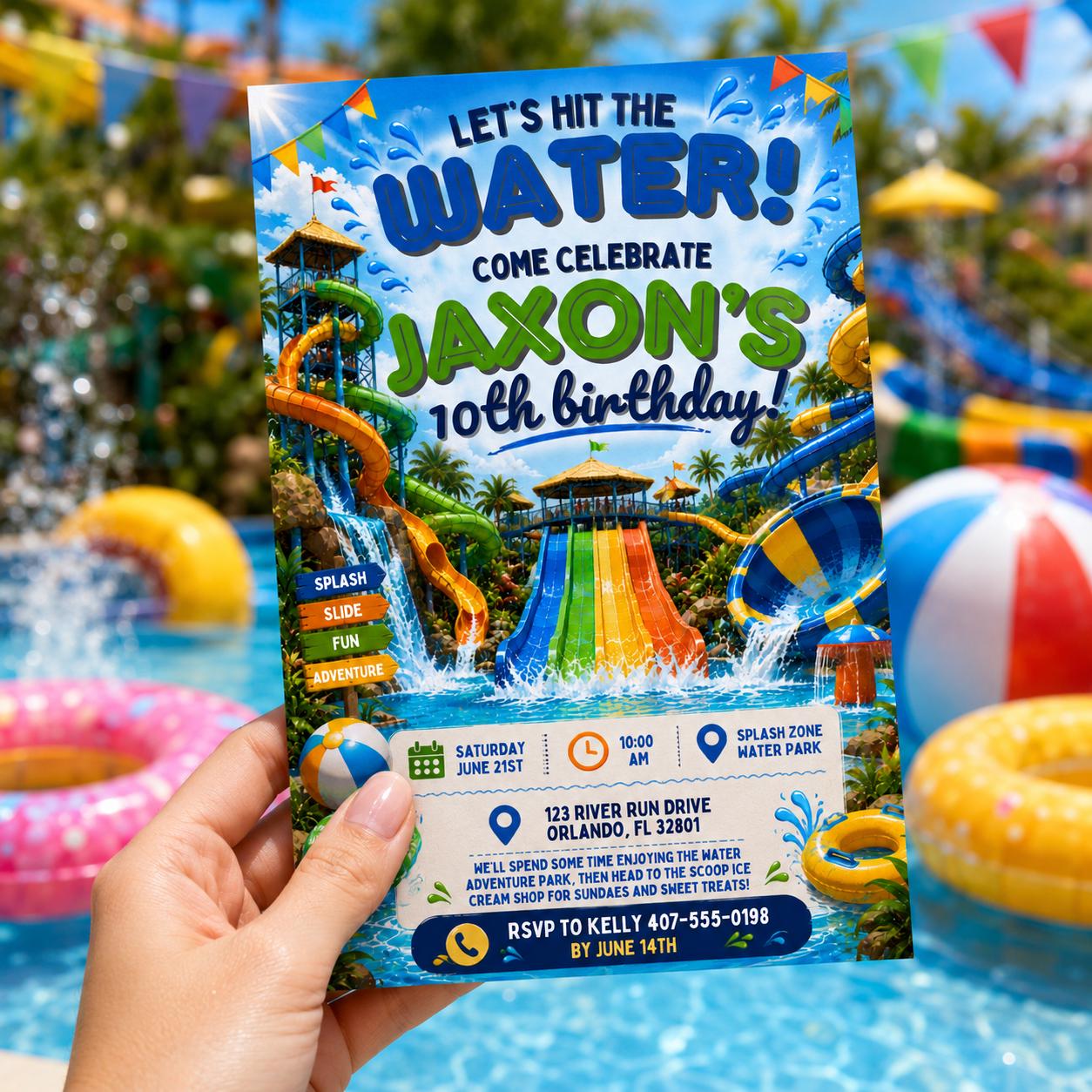 Editable Pool Birthday Invitation Canva Template, Pool Cute Modern Fun Themed Custom DIY Chic Kids Party Invite, Printable Digital Download.