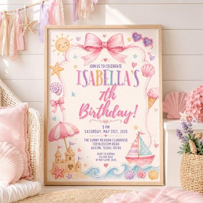 Editable Pool Birthday Invitation Canva Template, Kids Pool Cute Modern Fun Themed Custom DIY Chic Party Invite, Printable Digital Download.