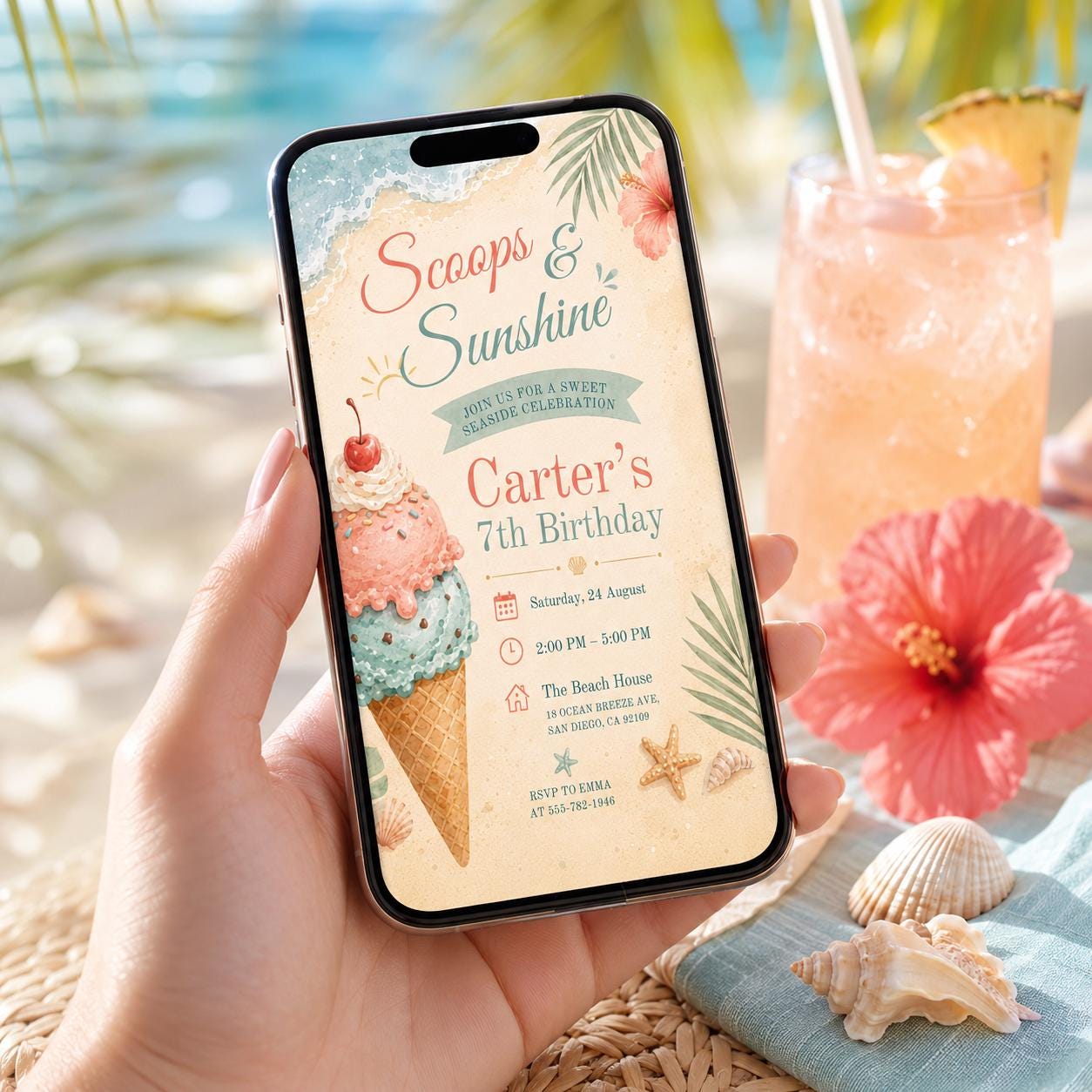 Editable Pool Birthday Invitation Canva Template, Cream Pool Cute Modern Fun Themed DIY Sweet Chic Party Invite, Printable Digital Download.