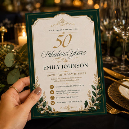 Editable Elegant Birthday Invitation Canva Template, Gold Black Boys Adult Cute Fun DIY Sweet Chic Party Invite, Printable Digital Download.