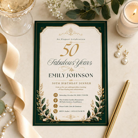 Editable Elegant Birthday Invitation Canva Template, Gold Black Boys Adult Cute Fun DIY Sweet Chic Party Invite, Printable Digital Download.