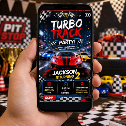 Editable Race Car Birthday Invitation Canva Template, Boys Kids Cute Fun DIY Sweet Chic Teen Tween Party Invite, Printable Digital Download.