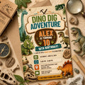 Editable Dinosaur Birthday Invitation Canva Template, Boys Kids Dino Cute Modern Fun DIY Chic Teen Party Invite, Printable Digital Download.