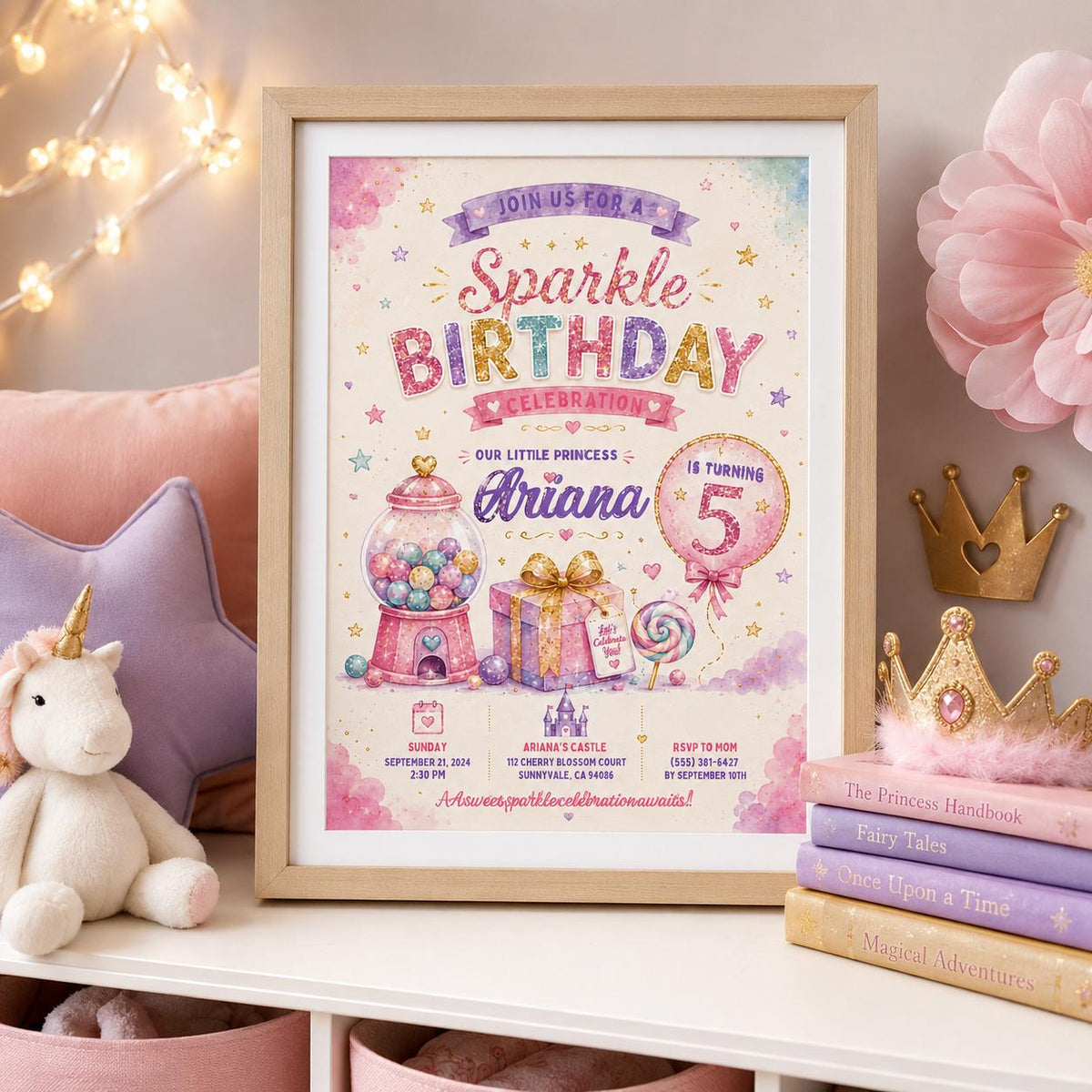 Editable Glitter Dumpling Birthday Invitation Canva Template, Trendy Girls Kids Cute Fun DIY Sweet Party Invite, Printable Digital Download.