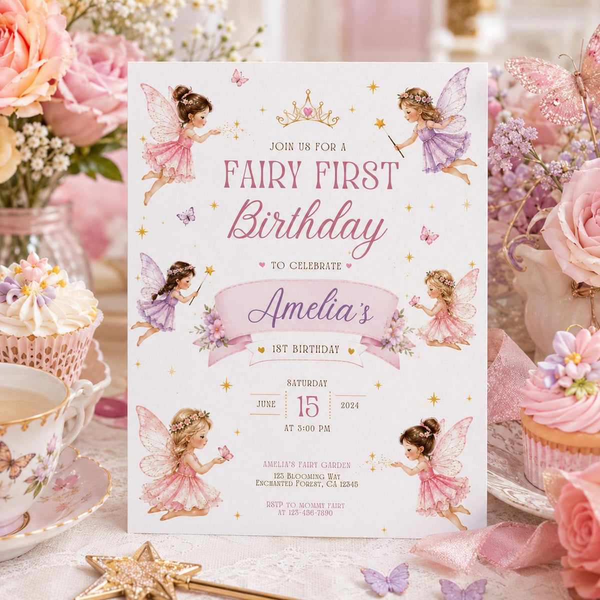Editable Tea Birthday Invitation Canva Template, Girls Kids Tea Cute Fun DIY Sweet Chic Teen Tween Party Invite, Printable Digital Download.